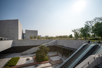 Serene Urban Landscape with Modern Architecture and Green Space