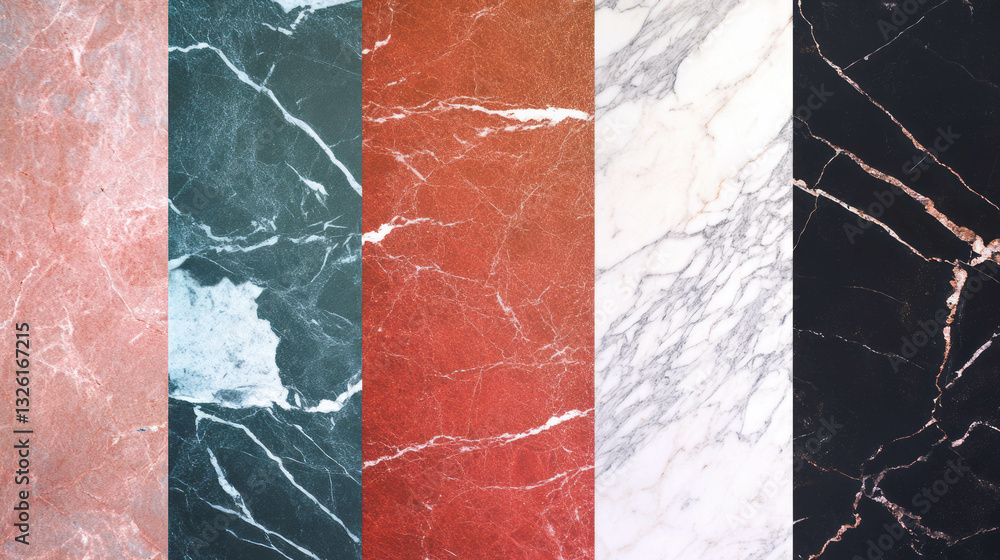 Poster Vibrant marble textures showcasing intricate veining patterns for artistic design