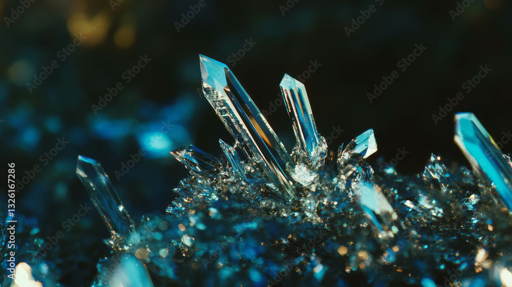 Poster marcasite crystal texture with needle-like structures in abstract chaos