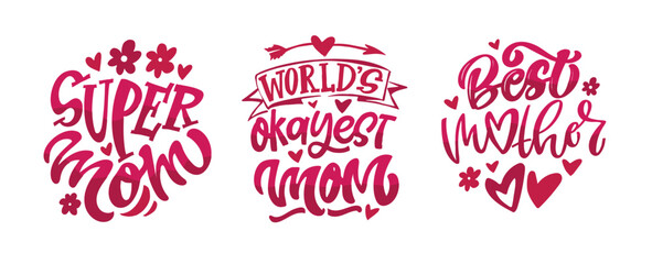 Lettering about mom. Happy Mother's Day - cute trendy hand dtawm doodle lettering
print. T-shirt design, mug print, sticker.