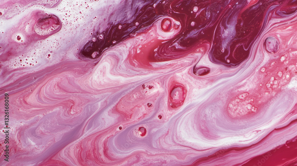 Poster abstract swirls and texture of mulberry jam in vibrant red tones