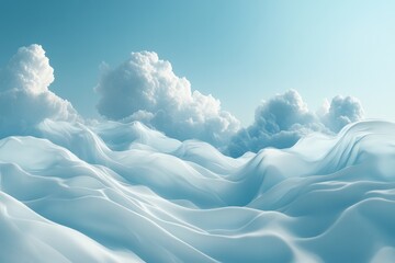 3d render The beautiful abstract illustration depicts clouds and flowing snow