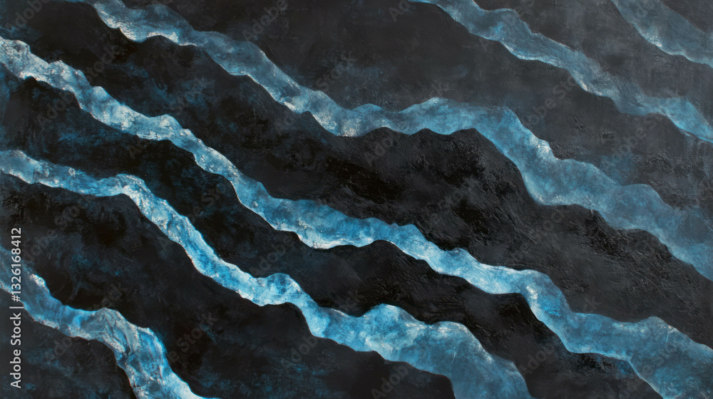 Aufkleber Abstract chaos with obsidian texture and flowing lines for artistic design