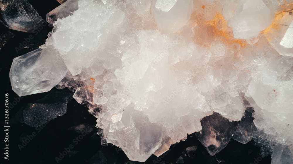 Poster Quartz texture with inclusions and crystal structure chaos for design and nature themes