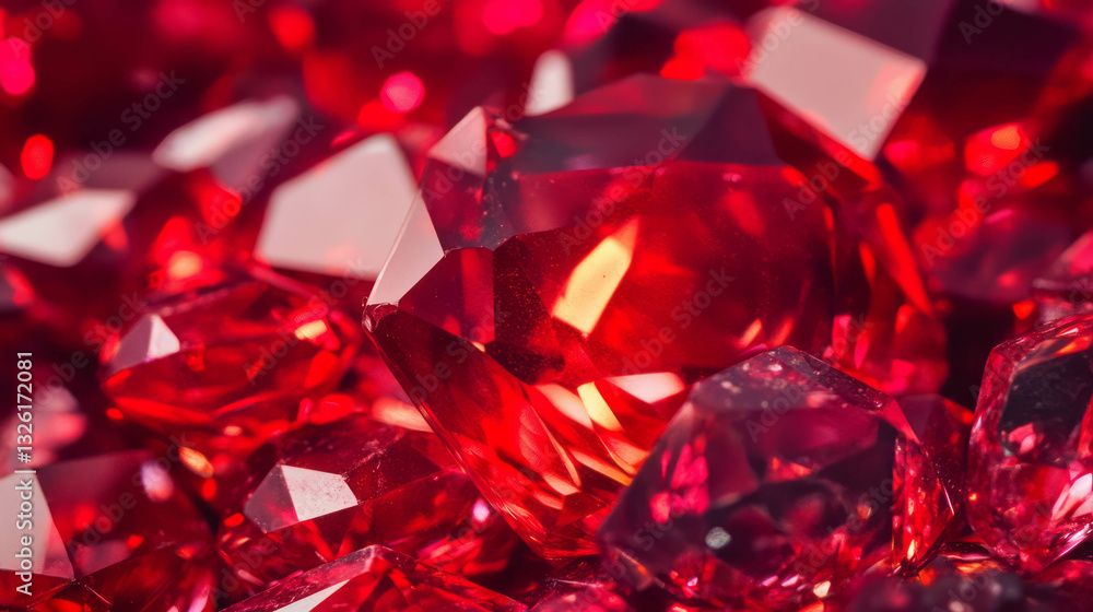 Poster vibrant ruby textures and red chaos in abstract design