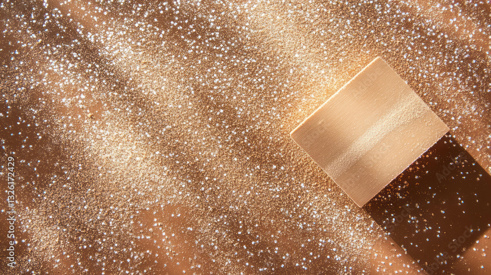 Poster artistic texture of sanding block and sandpaper with glitter highlights for creative background desi
