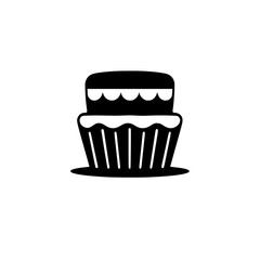 Minimalist Vector Illustration of a Two-Tiered Cake Featuring Stylized Frosting and Clean Black Silhouette.