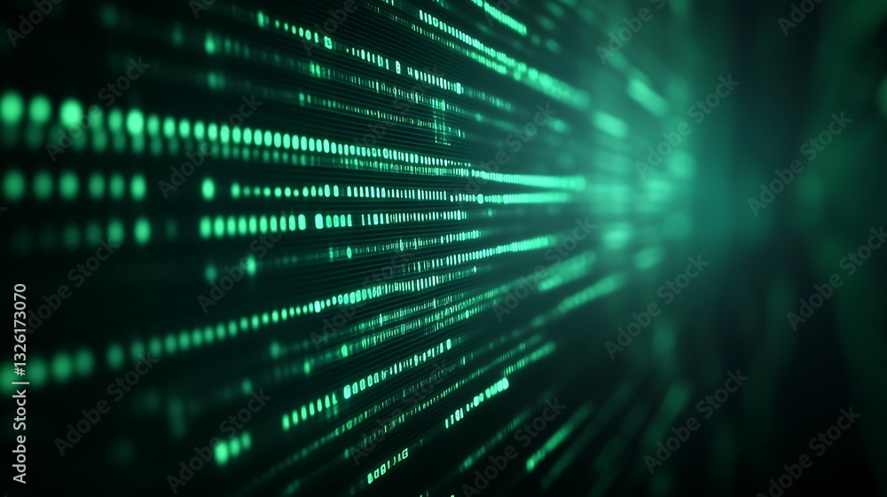 Poster abstract digital pattern with green lines and dots in a futuristic design suitable for tech backgrou