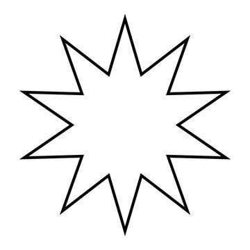 star shape symbol, black and white vector silhouette illustration of simple ten pointed star