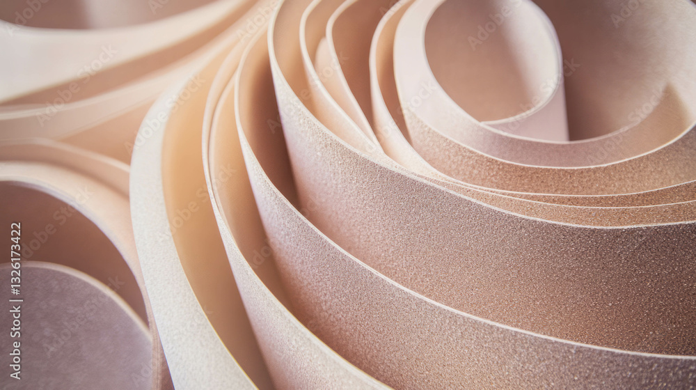 Poster abstract texture of sandpaper sheets and rolls in dynamic arrangement