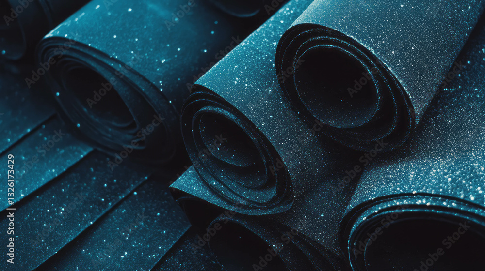 Aufkleber abstract chaos of sandpaper sheets and rolls for creative design concepts
