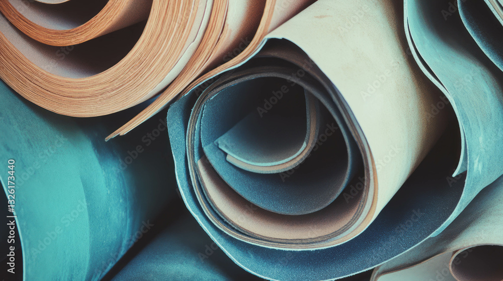 Poster abstract composition of sandpaper sheets and rolls for creative design
