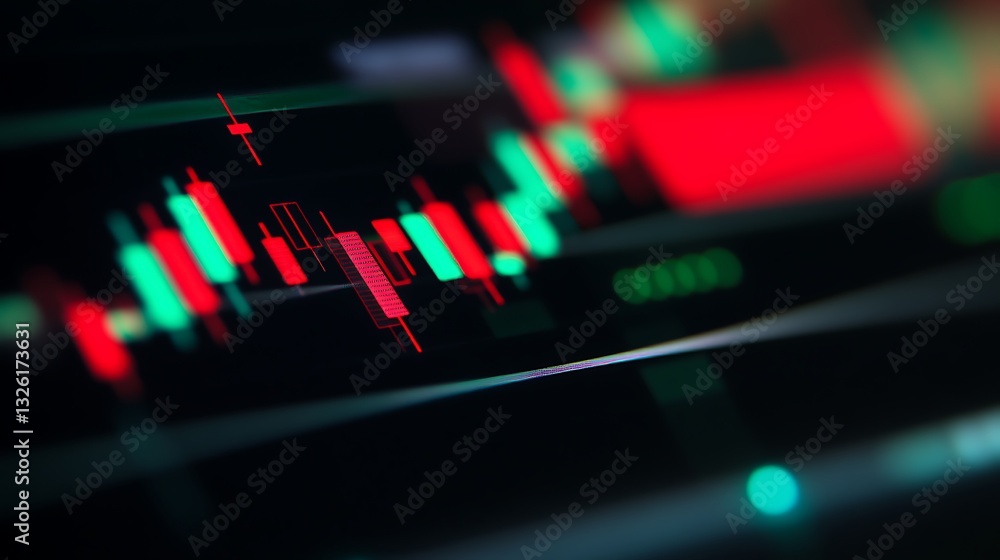 Poster abstract digital stock market chart with colorful candle patterns and trend lines for financial anal