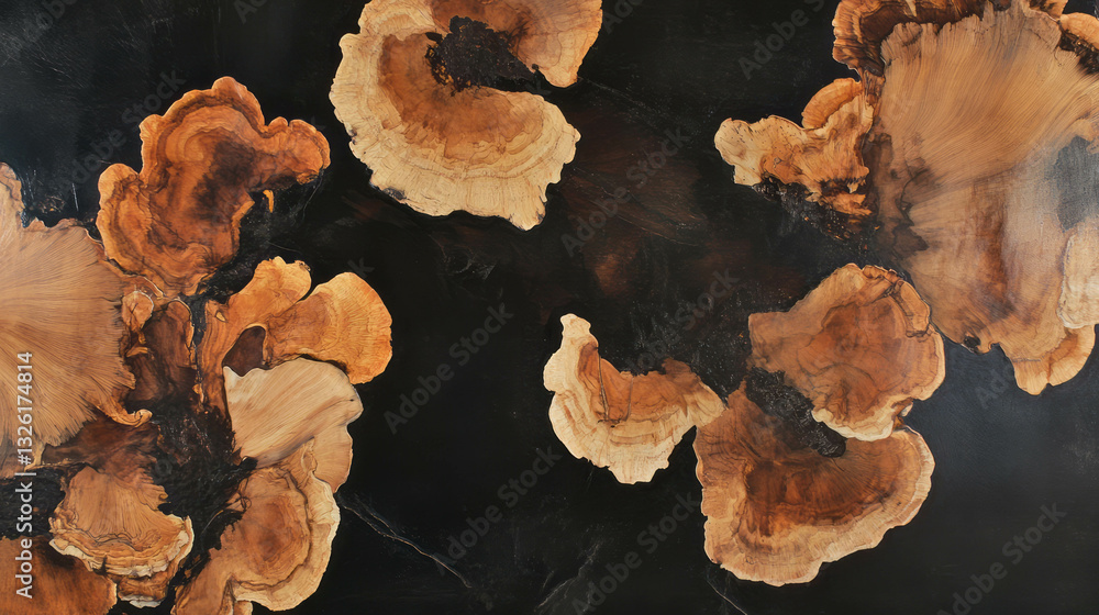 Poster natural texture of spalted beech and fungal patterns for creative design