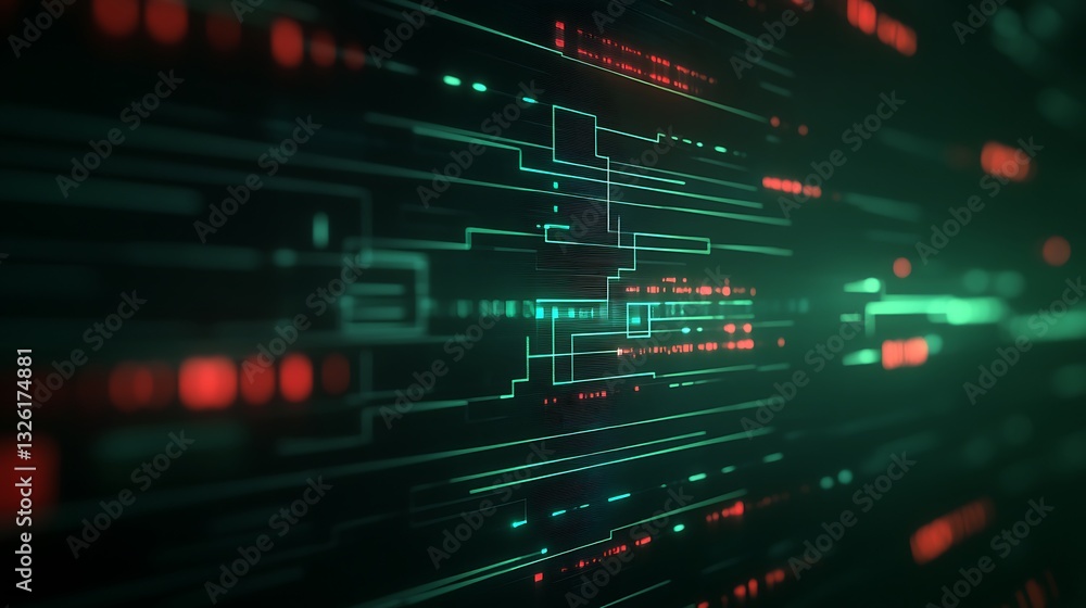 Poster abstract digital technology background with glowing lines and vibrant colors representing data flow 
