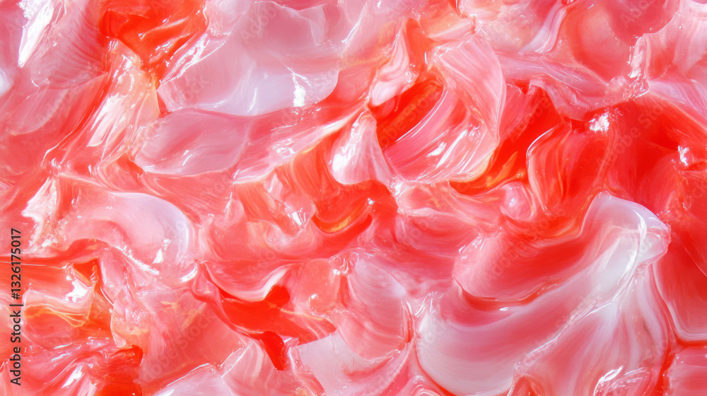 Poster vibrant abstract texture of strawberry rhubarb jam in dynamic swirls