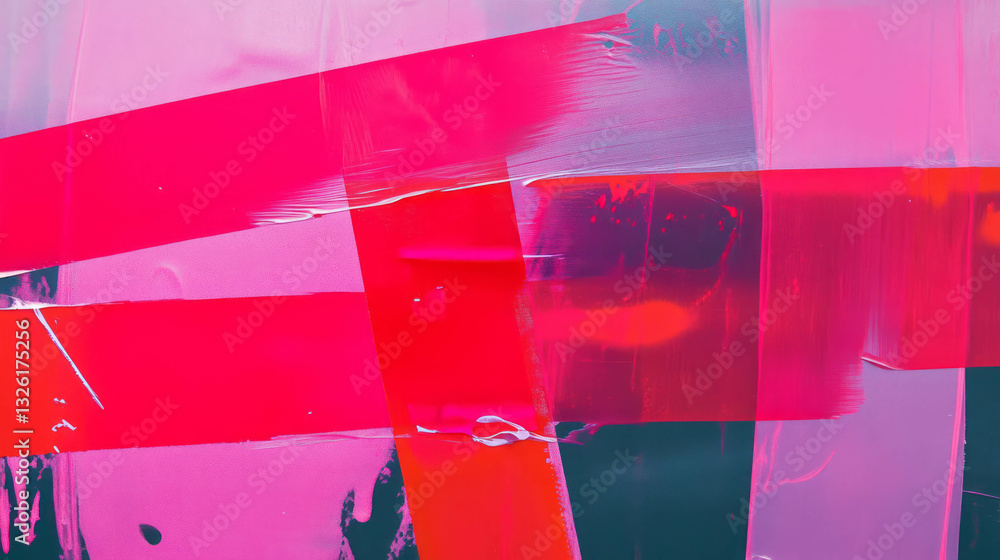 Poster abstract texture of tape marks and discoloration with vibrant chaos for artistic design