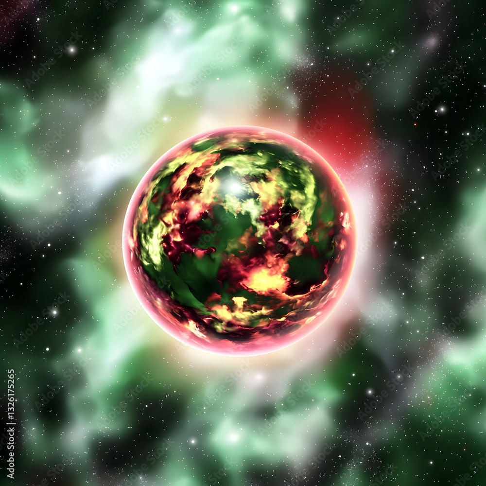 Poster an isolated glowing orb in a cosmic environment surrounded by stars and nebulae creating an enchanti
