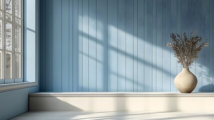 A vase with a plant in it representing a joint venture between nature and design in a modern and realistic setting