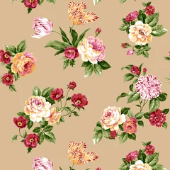Gordijnen Vintage Bloemen seamless background with roses  © KKJ
