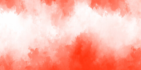 Red watercolor stains on white paper paint. Red scraped grungy background Abstract watercolor background with colors.  Soft red grunge background frame. Grunge red-white art 