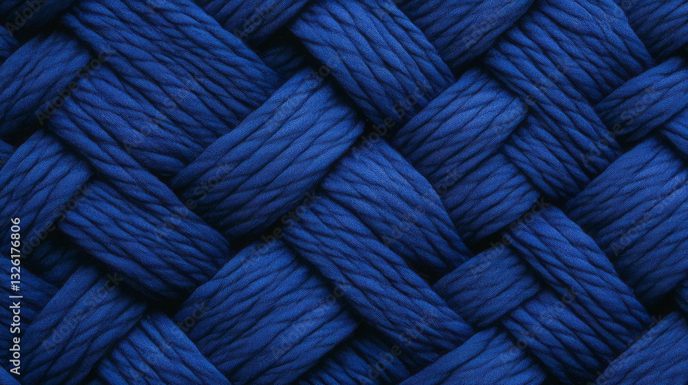 Poster intricate woven fabric texture in deep blue pattern for design and craft inspiration