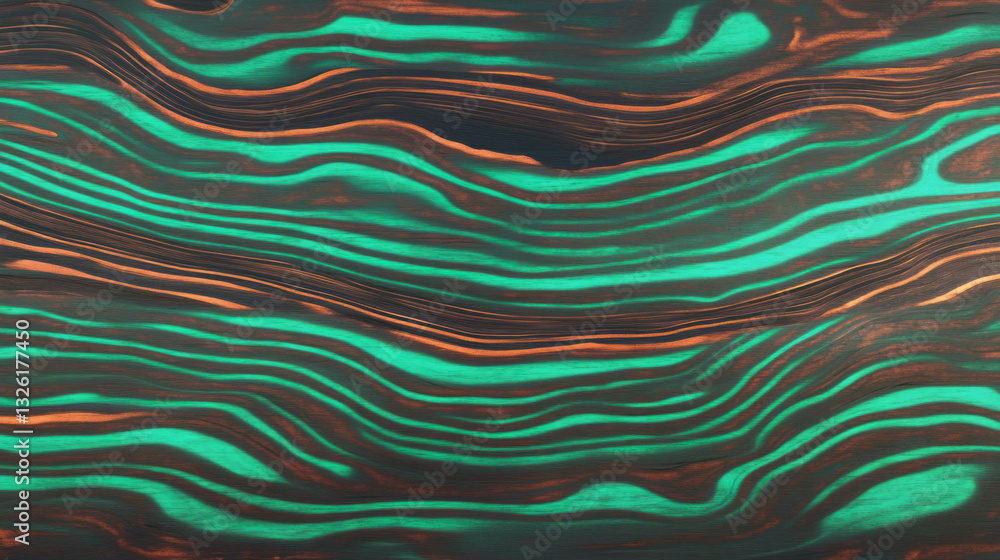 Poster abstract ziricote wood texture with vibrant patterns and chaotic waves