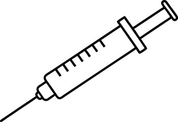 Syringe injection icon line art , medical syringe outline