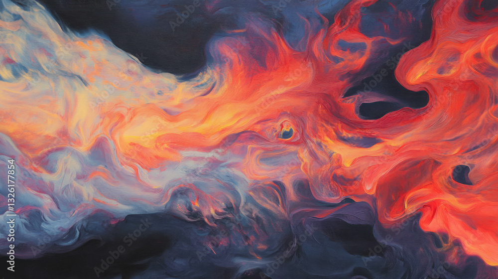 Poster vivid abstract interpretation of wildfire and flames in chaotic movement