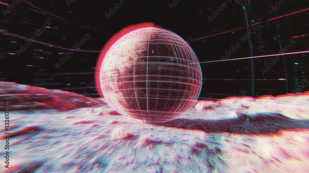 Poster y2k retro futuristic space globe on digital surface for graphic design