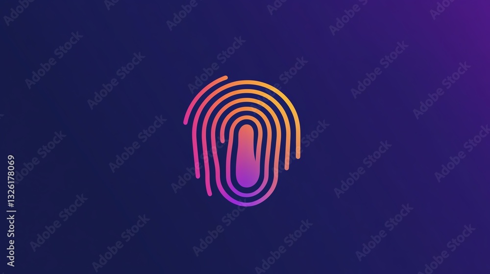 Poster intricate fingerprint design with vibrant colors on a dark background showcasing modern digital art 