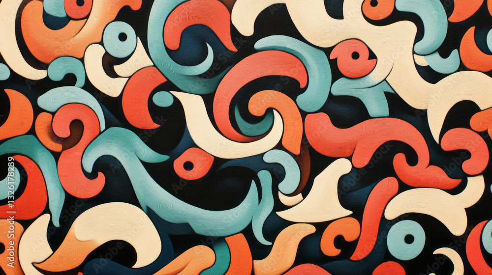 Aufkleber Abstract zoomorphic pattern design with vibrant chaos in dynamic swirls