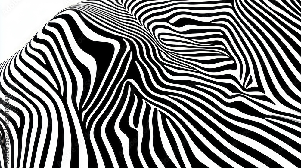 Aufkleber chaotic zebra stripes and patterns in abstract black and white design
