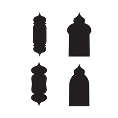 Oriental style islamic Ramadan Kareem and Eid Mubarak windows and arches. Arabic style icon shapes transparent png or isolated on white background.	
