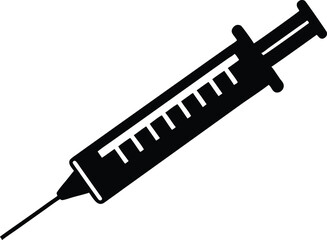 Syringe injection icon vector, medical syringe silhouette