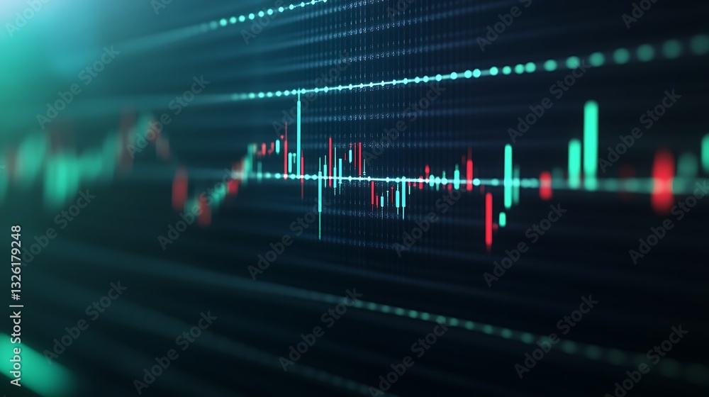 Aufkleber abstract financial data visualization with stock market trend lines and dynamic trading activity in 