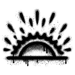 half sun Hand drawn icons in graffiti style. Sunset simple graphic symbols.