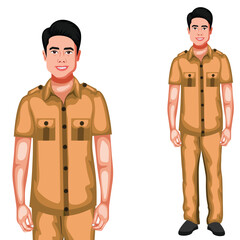 Fototapeta premium Indian Auto Driver in Uniform Standing Character Vector Illustration