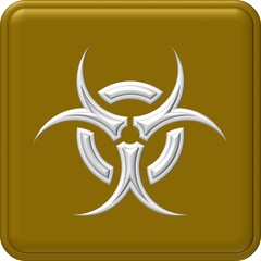 Biohazard warning sign or symbol, caused by biological microorganisms, viruses or toxins