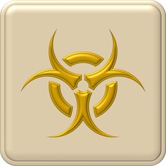 Biohazard warning sign or symbol, caused by biological microorganisms, viruses or toxins