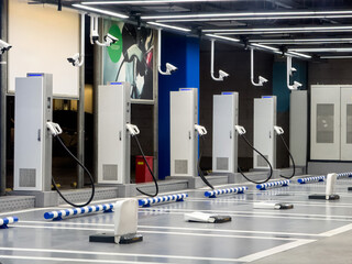 Modern Electric Vehicle Charging Station with Sleek Design and Advanced Technology