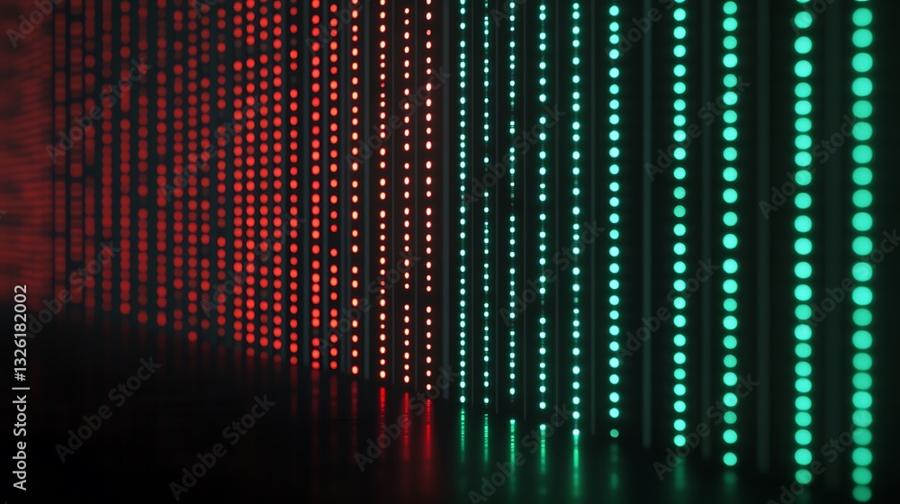 Poster Abstract Light Display with Circular Patterns in Red and Green Color Themes for Modern Background Design