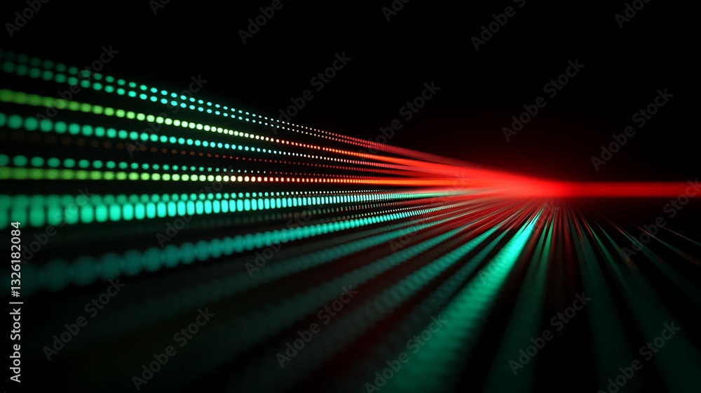 Poster abstract light trails in green and red against a dark background for dynamic visual effects