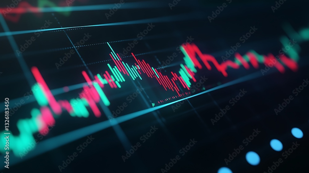 Poster abstract stock market chart with colorful lines and background featuring modern data visualization t