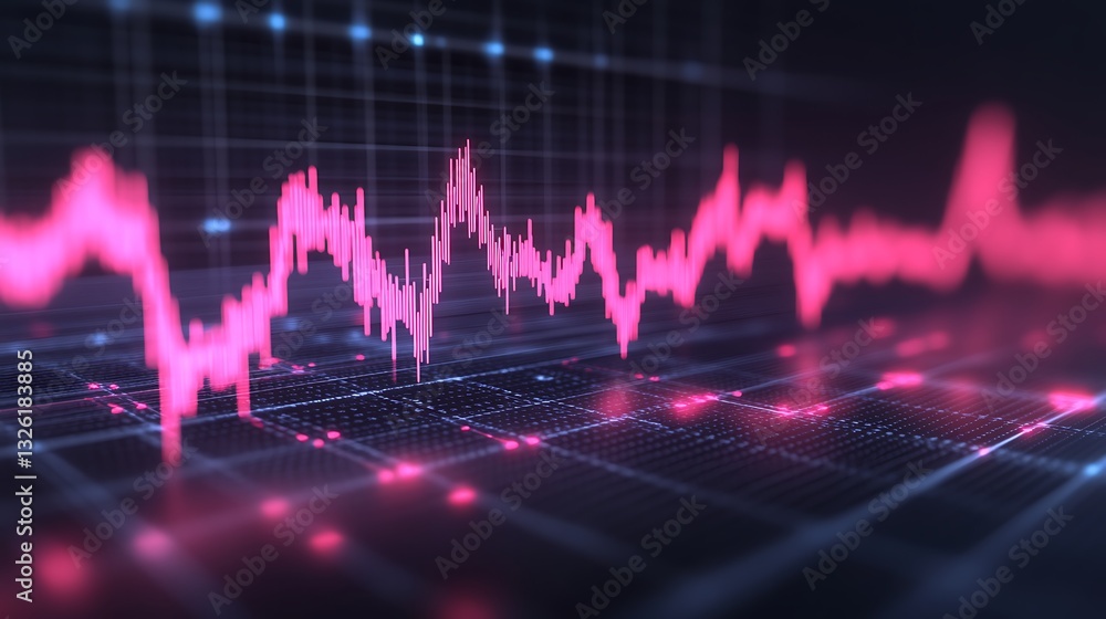 Poster abstract vibrant pink digital waveform representation for music and sound visualizations in high-tec