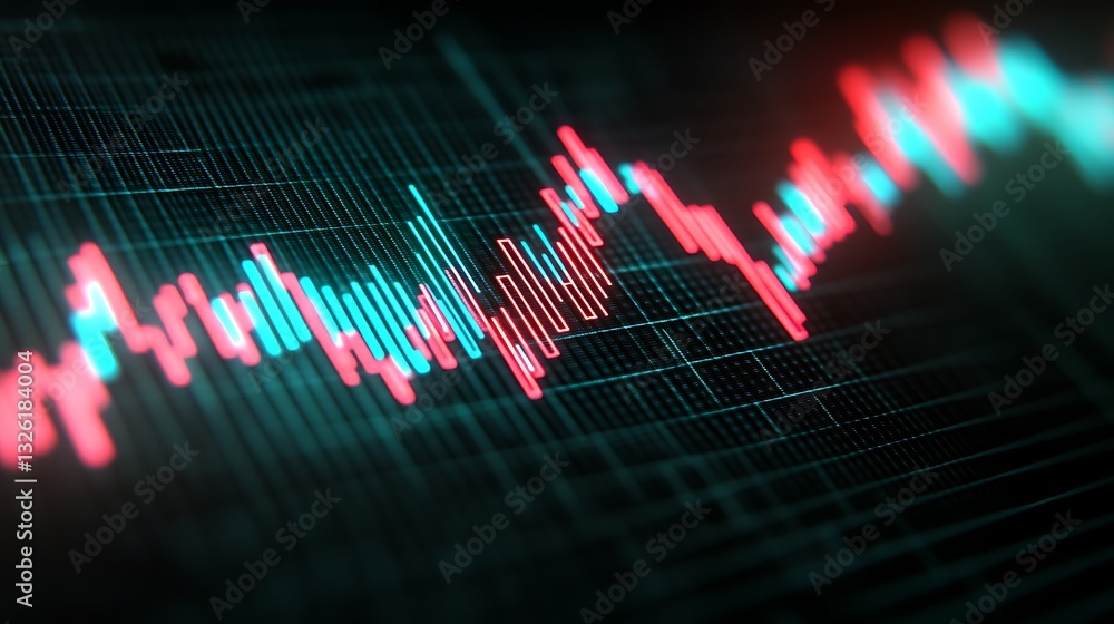 Poster abstract visual representation of sound waves with vibrant colors in digital format