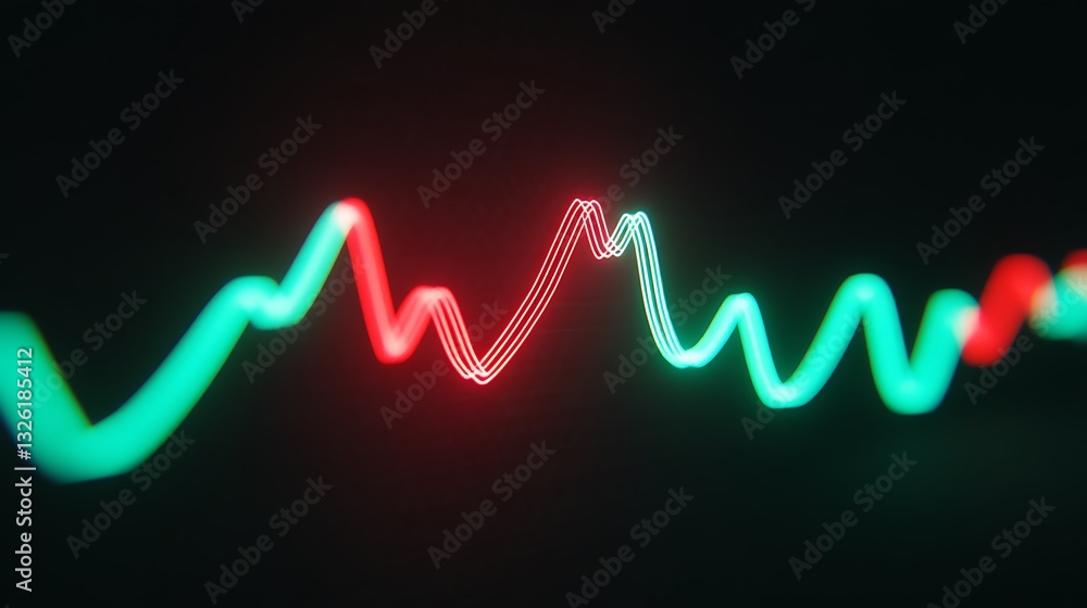 Poster colorful abstract digital light waves representing data visualization and technology analytics backg