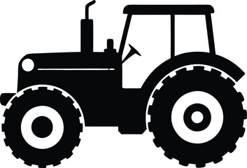 Tractor black silhouette vector,Tractor plane icon