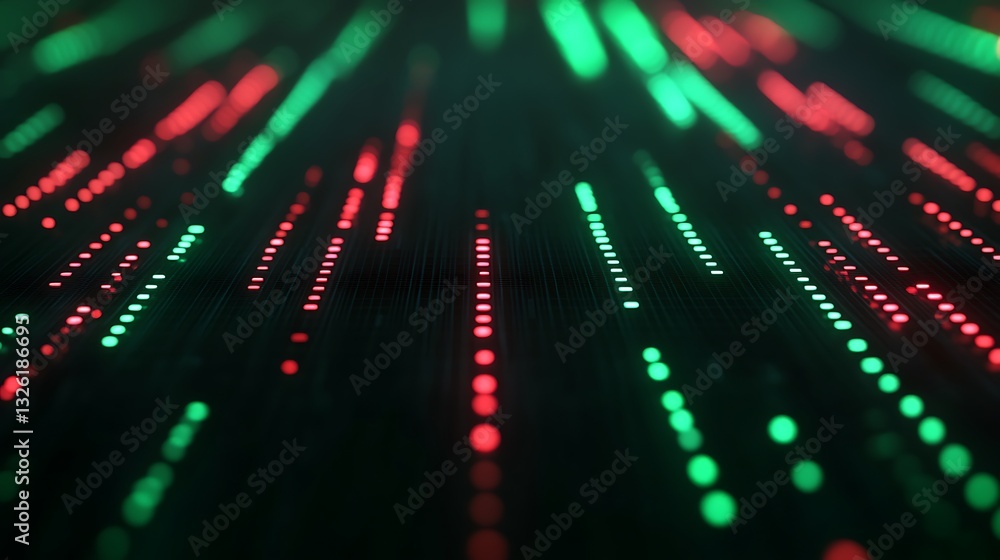 Poster colorful neon lines on dark background with depth perspective creating dynamic visuals for modern de