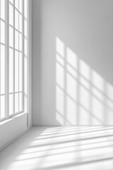Fototapeta premium A minimalist interior design concept featuring a room with a window and a white wall